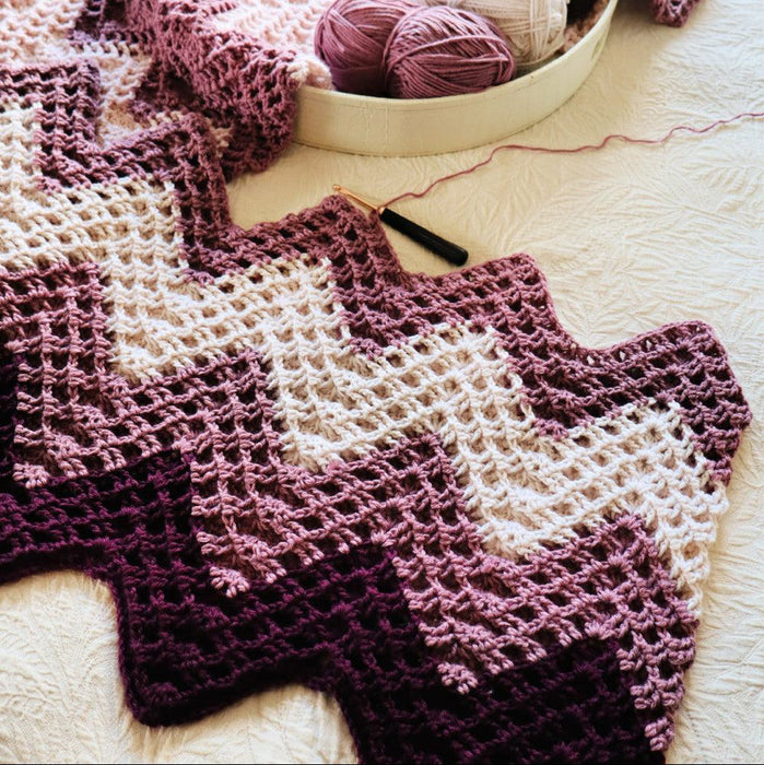 Reversible Waffle Chevron Blanket Crochet Pattern (HDP209)-Needlecraft Patterns-HD Publishing-Wild & Woolly Yarns