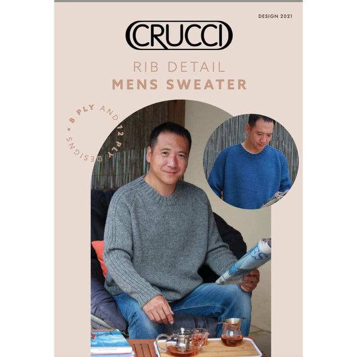 Rib Detail Men's Sweater Knitting Pattern (CRU2021)-Needlecraft Patterns-Crucci-Printed Pattern – Posted-Wild & Woolly Yarns