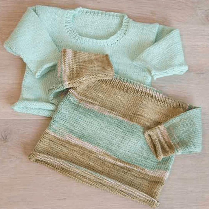 Rolled Edges Sweater Knitting Pattern (K392)-Needlecraft Patterns-Wentworth Distributors-Printed-Wild & Woolly Yarns