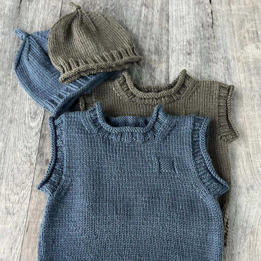 Rudy Rolled Edge Vest & Hat - 8ply-Needlecraft Patterns-Kiwi Stitch & Knit Co-Printed Pattern – Posted-Wild & Woolly Yarns