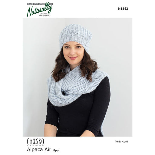 Scarf and Hat Knitting Pattern (N1543)-Needlecraft Patterns-Wentworth Distributors-Printed-Wild & Woolly Yarns