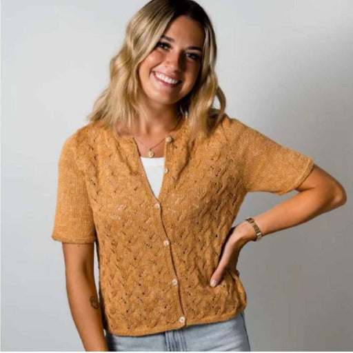 Short Sleeve Cardigan Knitting Pattern (AP2015)-Needlecraft Patterns-Alpaca Yarns-Printed-Wild & Woolly Yarns