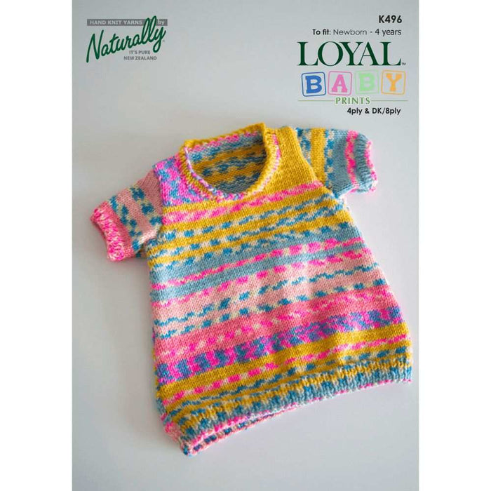 Short Sleeve Little Dress Knitting Pattern (K496)-Needlecraft Patterns-Wentworth Distributors-Printed-Wild & Woolly Yarns