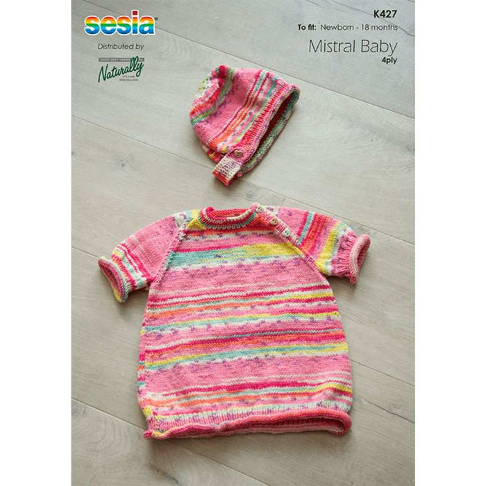 Short Sleeve Raglan Tunic & Bonnet Knitting Pattern (K427)-Needlecraft Patterns-Wentworth Distributors-Printed Pattern – Posted-Wild & Woolly Yarns