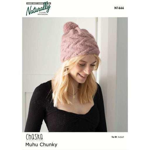 Sideways Cable Pom Pom Beanie Knitting Pattern (N1666)-Needlecraft Patterns-Wentworth Distributors-Printed Pattern – Posted-Wild & Woolly Yarns