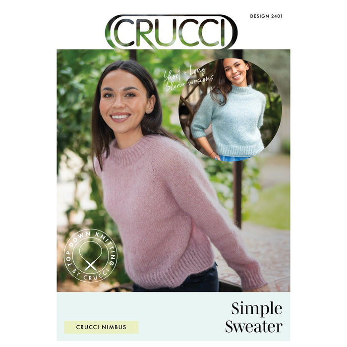Simple Mohair Sweater Knitting Pattern (CRU2401)-Needlecraft Patterns-Crucci-Printed-Wild & Woolly Yarns