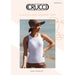 CRUCCI sleeveless ribbed top knitting pattern 2034 in pure cotton, beach background.