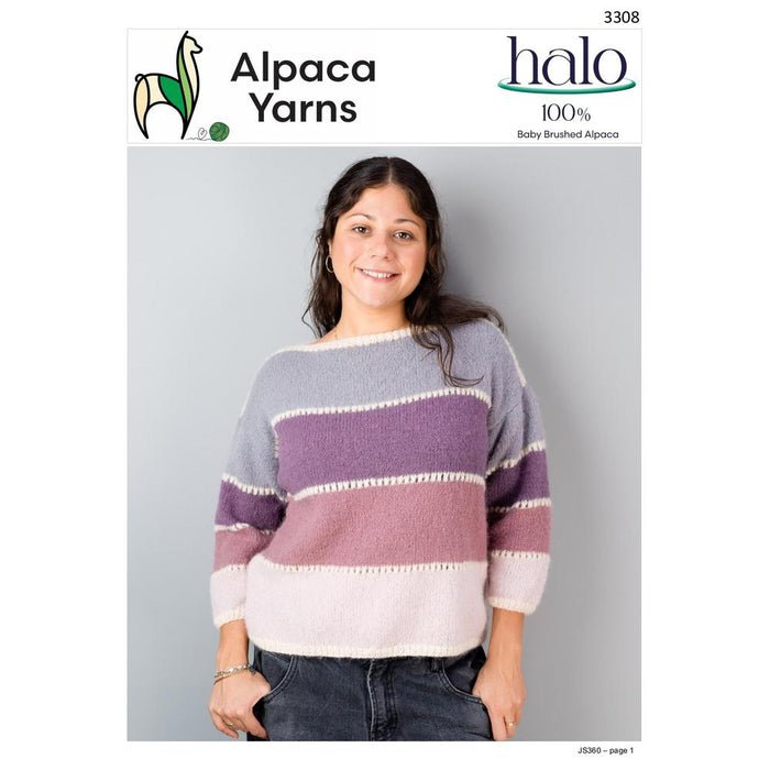 Stripe & Eyelet Sweater Knitting Pattern – AP3308-Needlecraft Patterns-Alpaca Yarns-Printed-Wild & Woolly Yarns