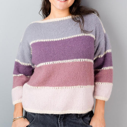 Stripe & Eyelet Sweater Knitting Pattern – AP3308-Needlecraft Patterns-Alpaca Yarns-Printed-Wild & Woolly Yarns