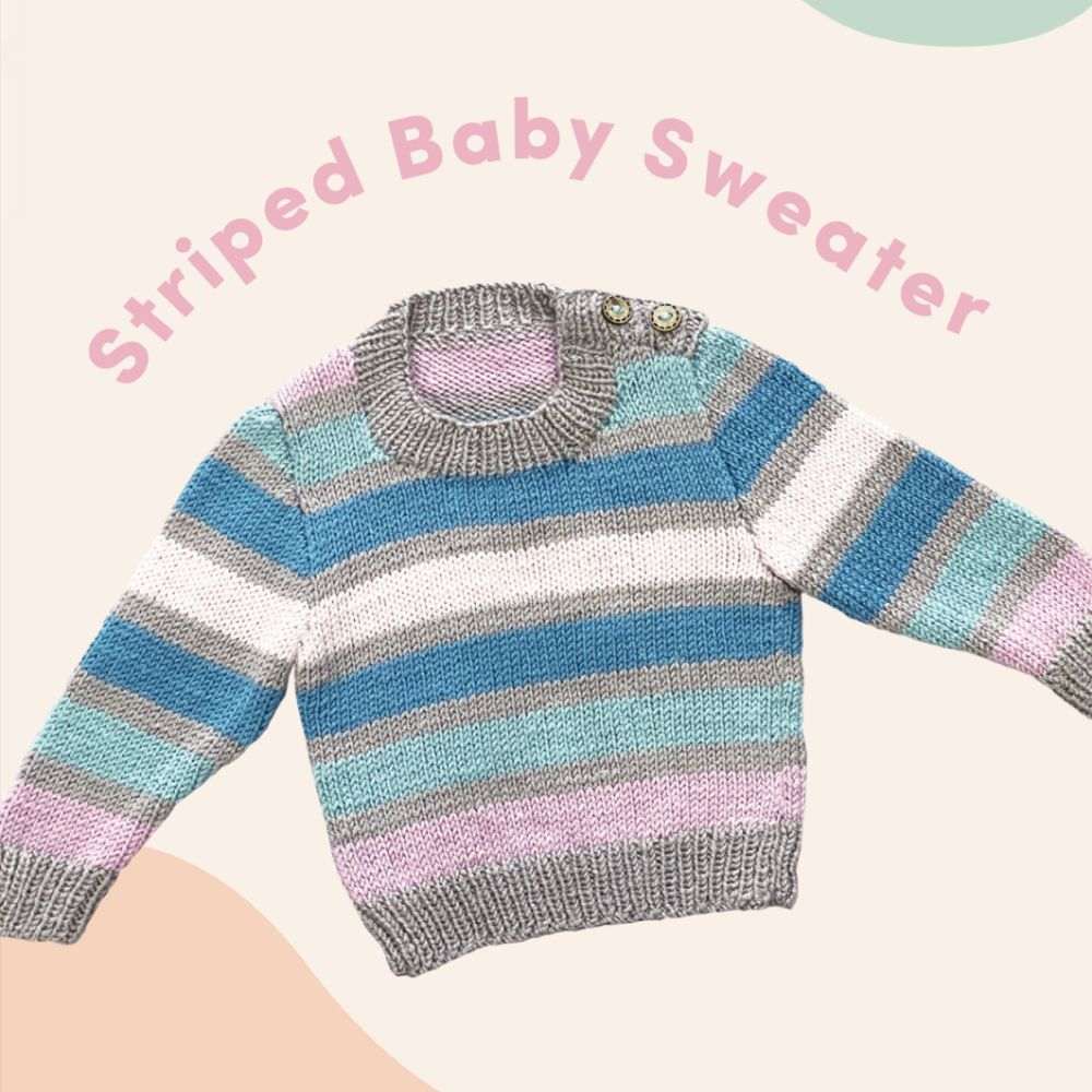 Striped Baby Sweater (CRU2222)-Needlecraft Patterns-Crucci-Printed Pattern – Posted-Wild & Woolly Yarns