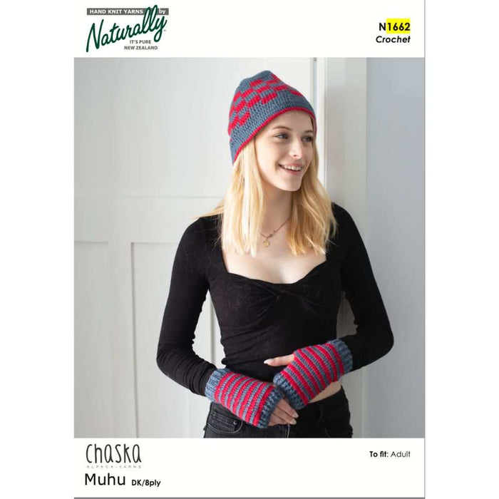 Striped Fingerless Mittens & Bucket Hat Crochet Pattern (N1662)-Needlecraft Patterns-Wentworth Distributors-Printed Pattern – Posted-Wild & Woolly Yarns