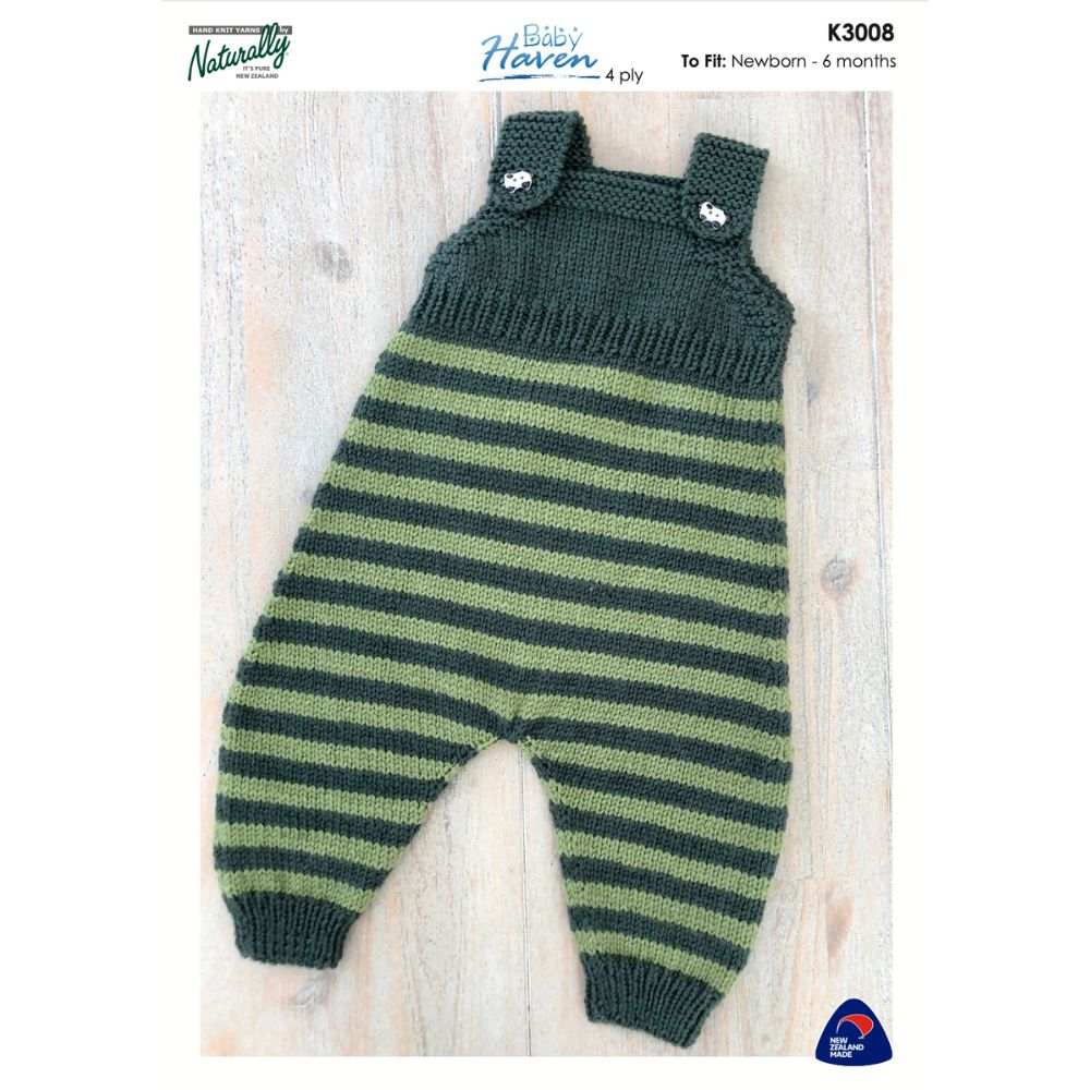 Striped Overalls Knitting Pattern (K3008)-Needlecraft Patterns-Wentworth Distributors-Printed Pattern – Posted-Wild & Woolly Yarns