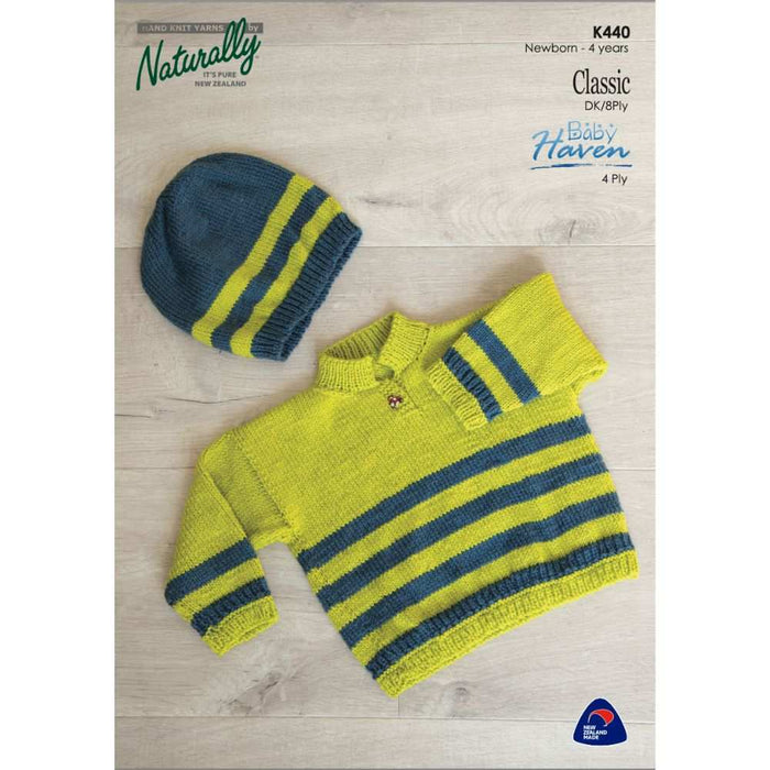 Striped Sweater & Hat Knitting Pattern (K440)-Needlecraft Patterns-Wentworth Distributors-Printed Pattern – Posted-Wild & Woolly Yarns