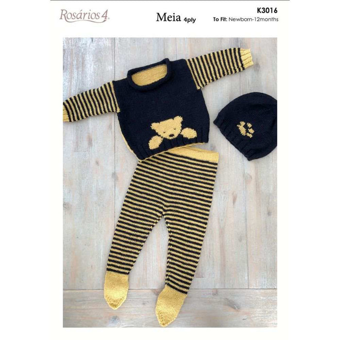 Striped Tights, Teddy Jumper & Beanie Knitting Pattern (K3016)-Needlecraft Patterns-Wentworth Distributors-Printed Pattern – Posted-Wild & Woolly Yarns