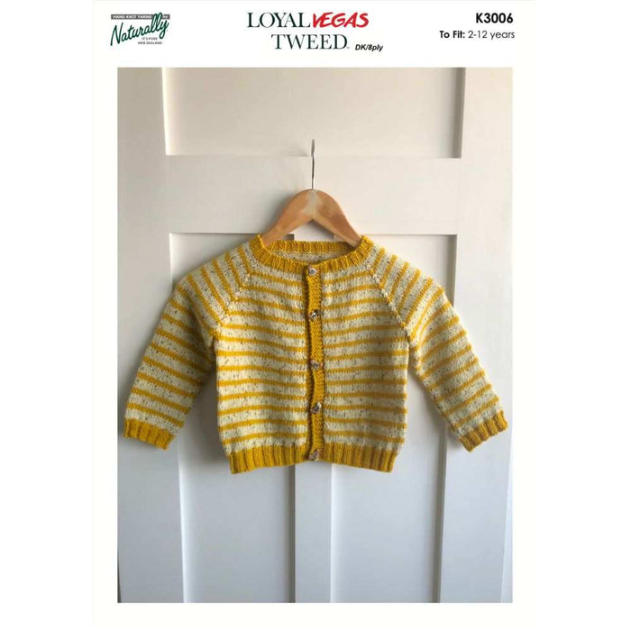 Stripes Cardigan Knitting Pattern (K3006)-Needlecraft Patterns-Wentworth Distributors-Printed-Wild & Woolly Yarns