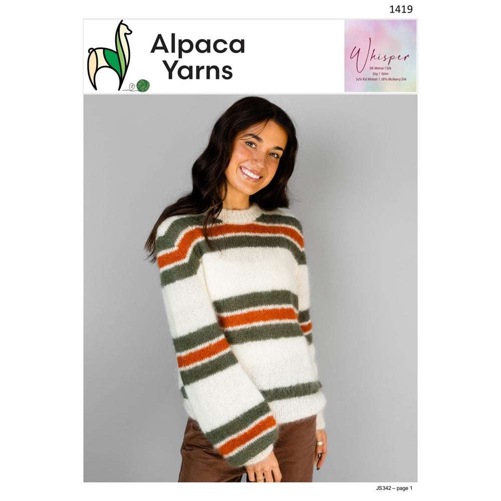 Stripes Sweater Knitting Pattern (AP1419)-Needlecraft Patterns-Alpaca Yarns-Printed Pattern – Posted-Wild & Woolly Yarns