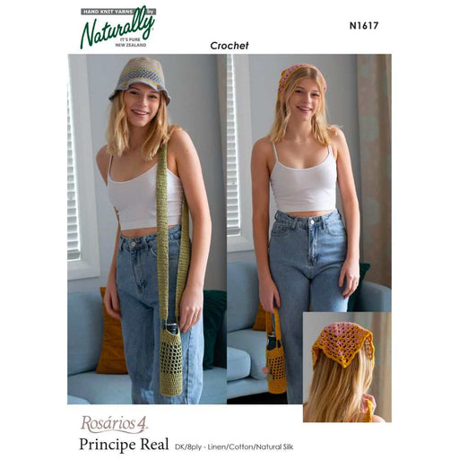 Stripey Beach Hat, Kerchief & Water Bottle Carrier (N1617)-Needlecraft Patterns-Wentworth Distributors-Printed Pattern – Posted-Wild & Woolly Yarns