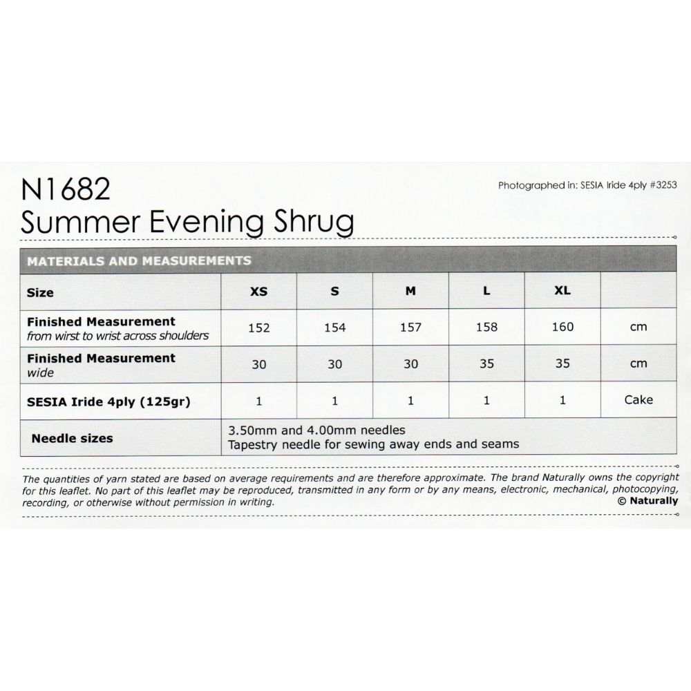Summer Evening Shrug Knitting Pattern (N1682)-Needlecraft Patterns-Wentworth Distributors-Printed Pattern – Posted-Wild & Woolly Yarns