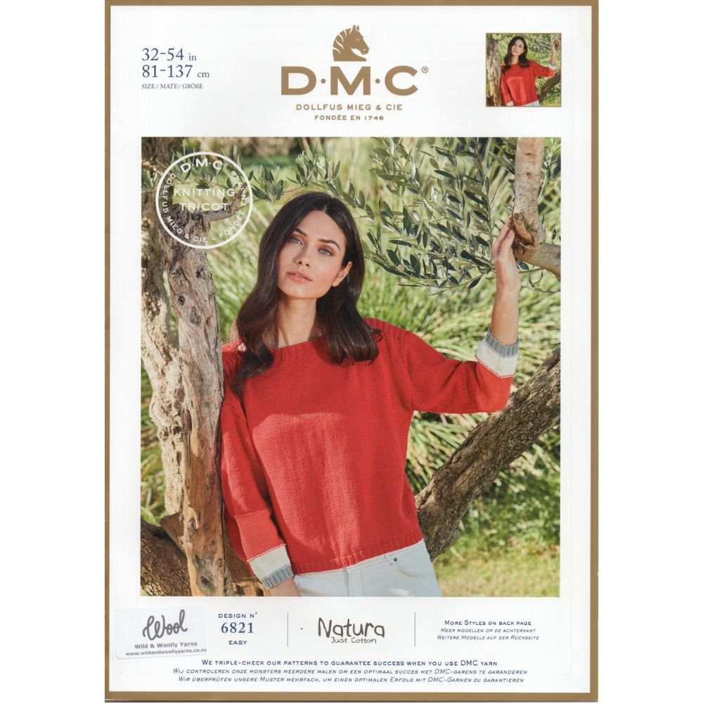 Summer Sweater Knitting Pattern (6821)-Needlecraft Patterns-CraftCo-Wild & Woolly Yarns