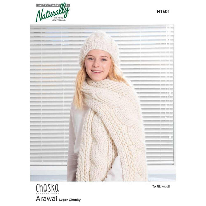 Sumptuous Cable Scarf & Beanie Knitting Pattern (N1601)-Pattern-Wild and Woolly Yarns