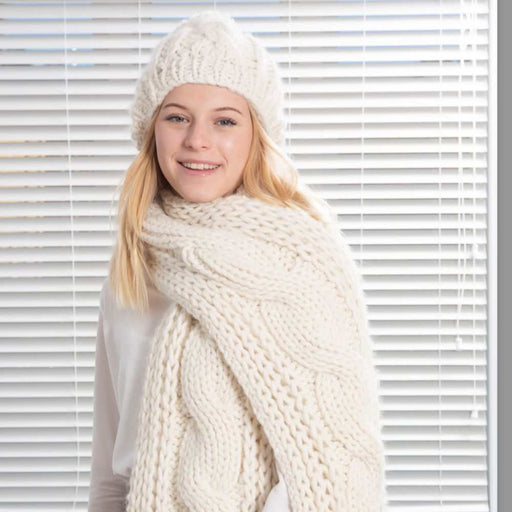 Sumptuous Cable Scarf & Beanie Knitting Pattern (N1601)-Pattern-Wild and Woolly Yarns