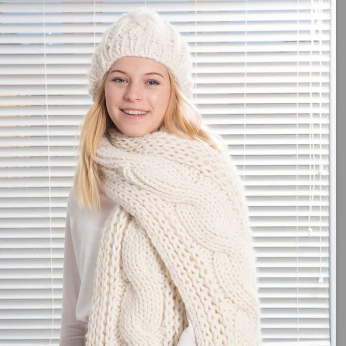 Sumptuous Cable Scarf & Beanie Knitting Pattern (N1601)-Pattern-Wild and Woolly Yarns