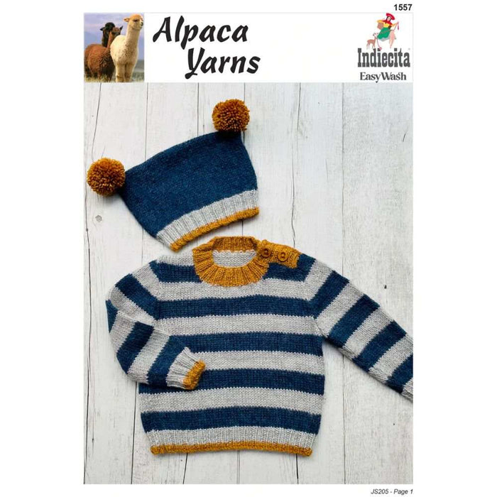 Sweater & Beanie - 8Ply (AP1557)-Needlecraft Patterns-Alpaca Yarns-Printed-Wild & Woolly Yarns
