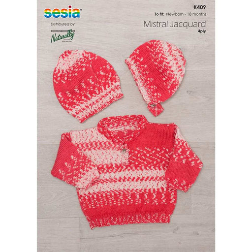 Sweater, Hat & Bonnet Knitting Pattern (K409)-Needlecraft Patterns-Wentworth Distributors-Printed Pattern – Posted-Wild & Woolly Yarns