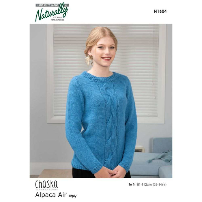 Sweater with Large Cable Knitting Pattern (N1604)-Needlecraft Patterns-Wentworth Distributors-Printed Pattern – Posted-Wild & Woolly Yarns