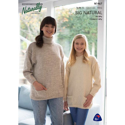 Sweater with Pockets Knitting Pattern (N1467)-Needlecraft Patterns-Wentworth Distributors-Printed-Wild & Woolly Yarns