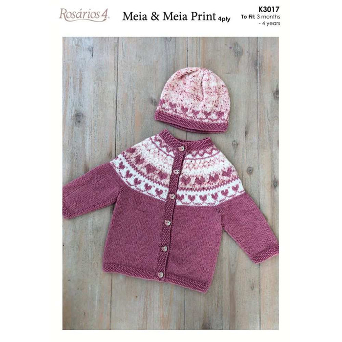 Sweet Pink Cardigan & Beanie with Fair Isle (K3017)-Needlecraft Patterns-Wentworth Distributors-Printed-Wild & Woolly Yarns