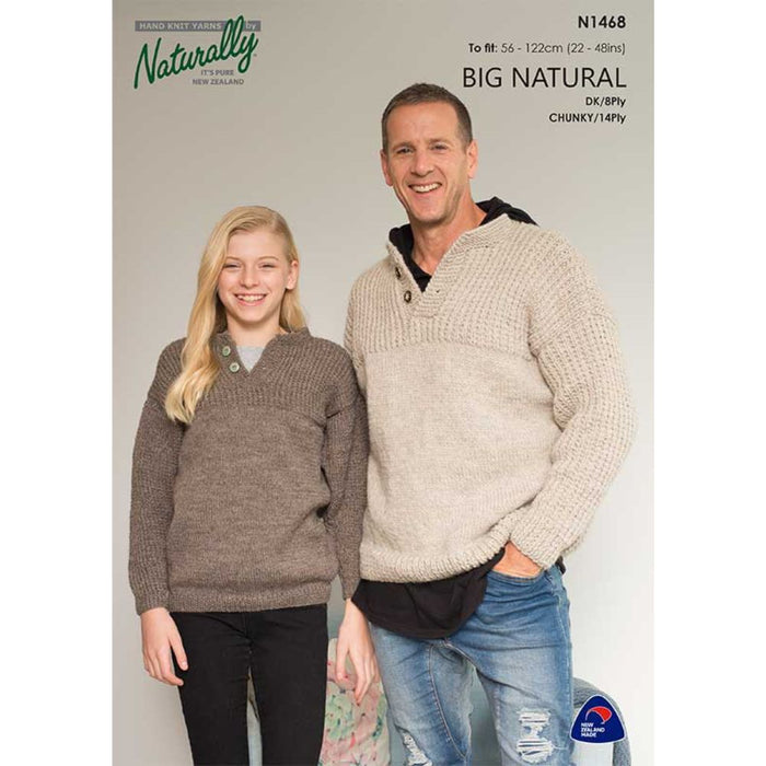 Tab Front Sweater Knitting Pattern (N1468)-Needlecraft Patterns-Wentworth Distributors-Printed-Wild & Woolly Yarns