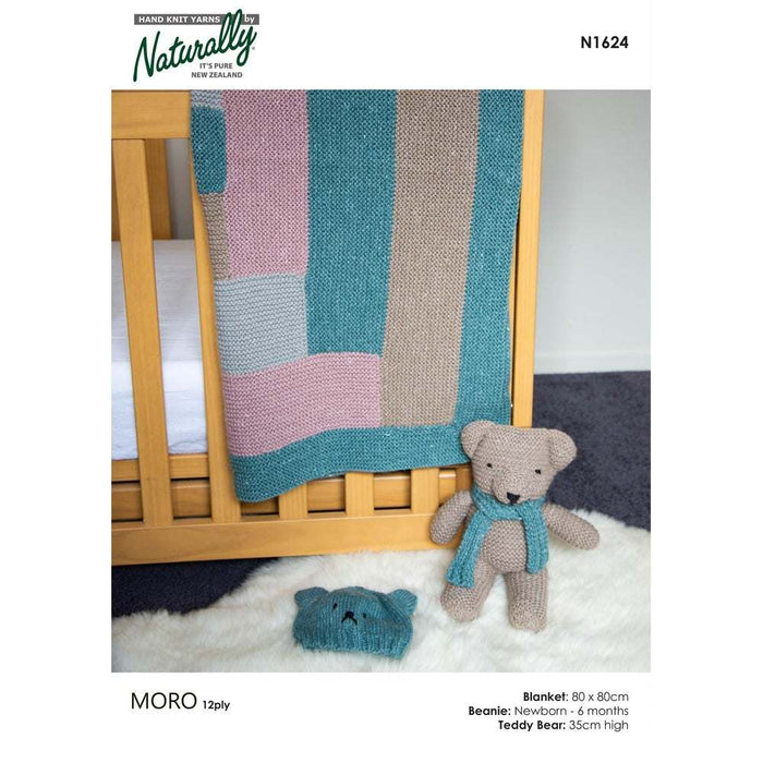 Teddy Bear, Beanie & Pram Blanket Knitting Pattern (N1624)-Needlecraft Patterns-Wentworth Distributors-Printed Pattern – Posted-Wild & Woolly Yarns