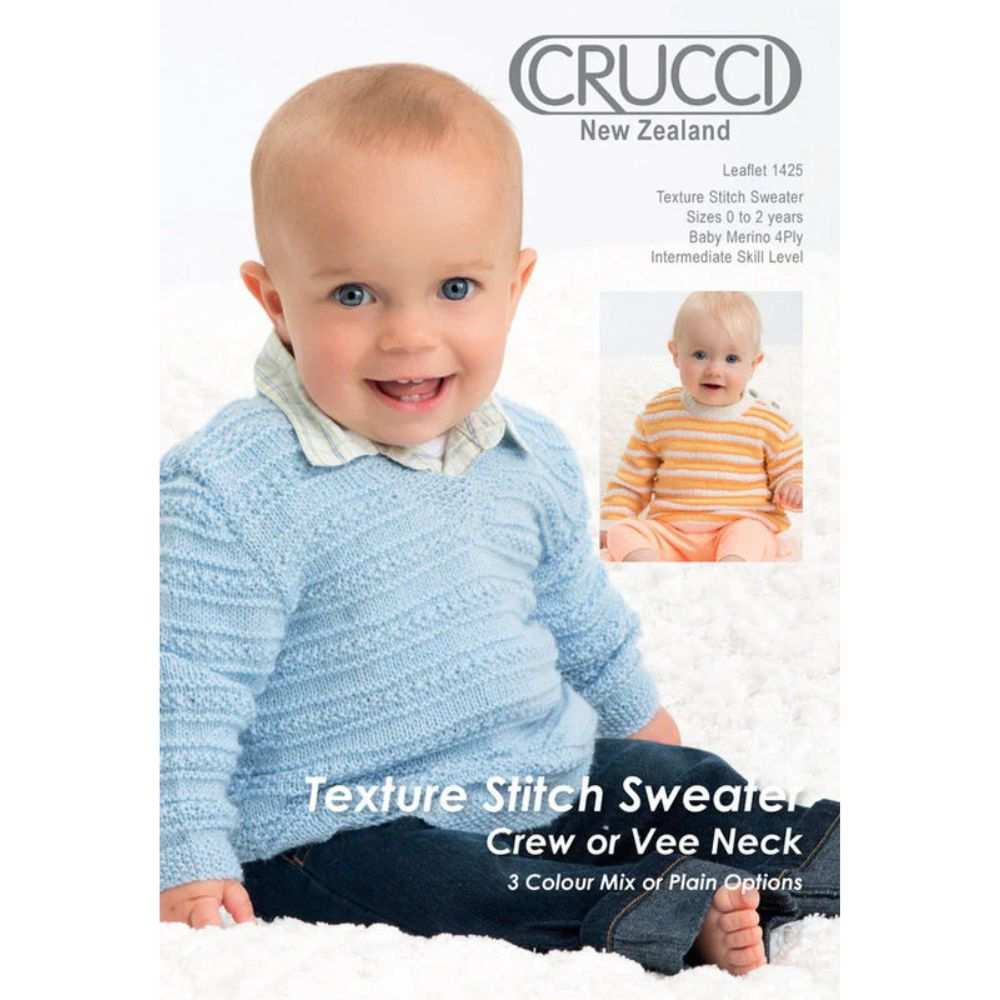 Texture Stitch Sweater Knitting Pattern (CRU1425)-Needlecraft Patterns-Crucci-Wild & Woolly Yarns