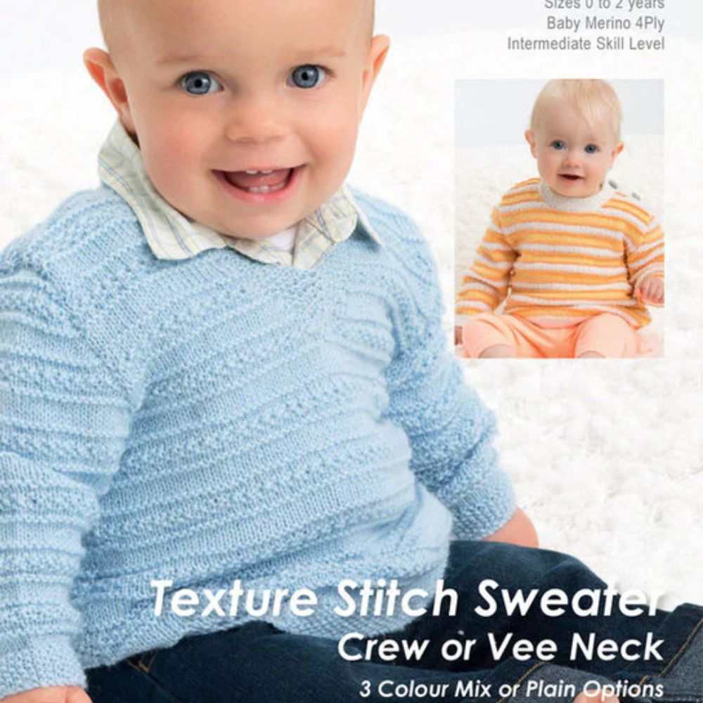 Texture Stitch Sweater Knitting Pattern (CRU1425)-Needlecraft Patterns-Crucci-Wild & Woolly Yarns