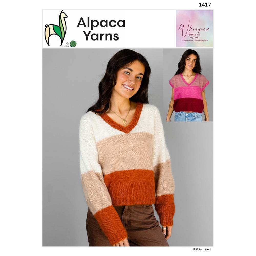 Texture Sweater or Vest Knitting Pattern (AP1417)-Needlecraft Patterns-Alpaca Yarns-Printed Pattern – Posted-Wild & Woolly Yarns