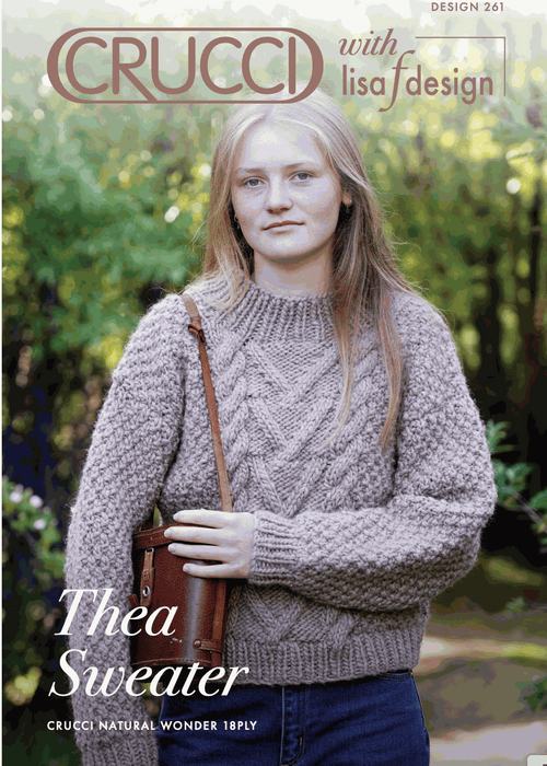 Thea Sweater Chunky Light Brown Wool Cable Knit on Female Model