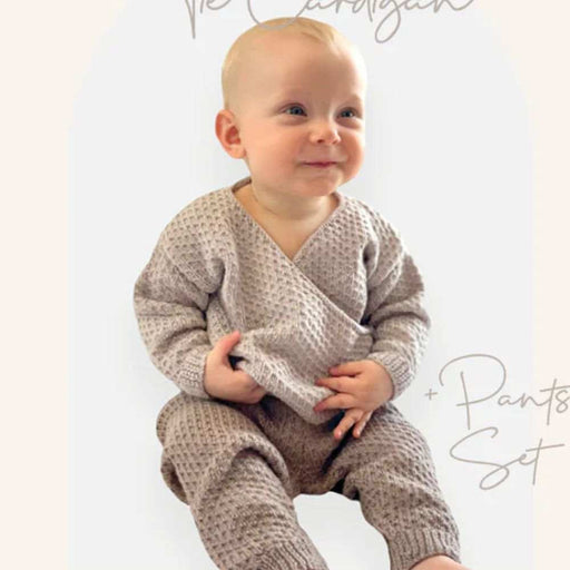 Tie Cardigan & Pants Set Knitting Pattern (CRU2318)-Needlecraft Patterns-Crucci-Printed Pattern – Posted-Wild & Woolly Yarns