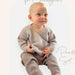 Tie Cardigan & Pants Set Knitting Pattern (CRU2318)-Needlecraft Patterns-Crucci-Printed Pattern – Posted-Wild & Woolly Yarns