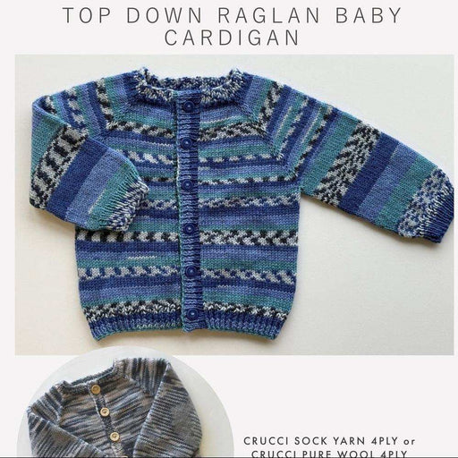 Top Down Baby Cardigan Knitting Pattern (CRU2324)-Needlecraft Patterns-Crucci-Printed Pattern – Posted-Wild & Woolly Yarns