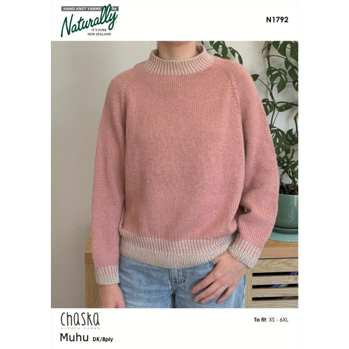Top Down Raglan Jumper Knitting Pattern (N1792)-Needlecraft Patterns-Wentworth Distributors-Printed-Wild & Woolly Yarns