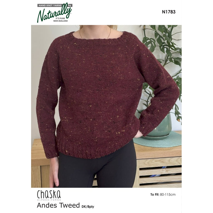 Top Down Unisex Easy Fit Tweed Jumper Knitting Pattern (N1783)-Needlecraft Patterns-Wentworth Distributors-Printed-Wild & Woolly Yarns