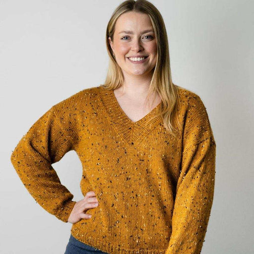 Tweed V-Neck Sweater Knitting Pattern (AP1223)-Needlecraft Patterns-Alpaca Yarns-Printed Pattern – Posted-Wild & Woolly Yarns