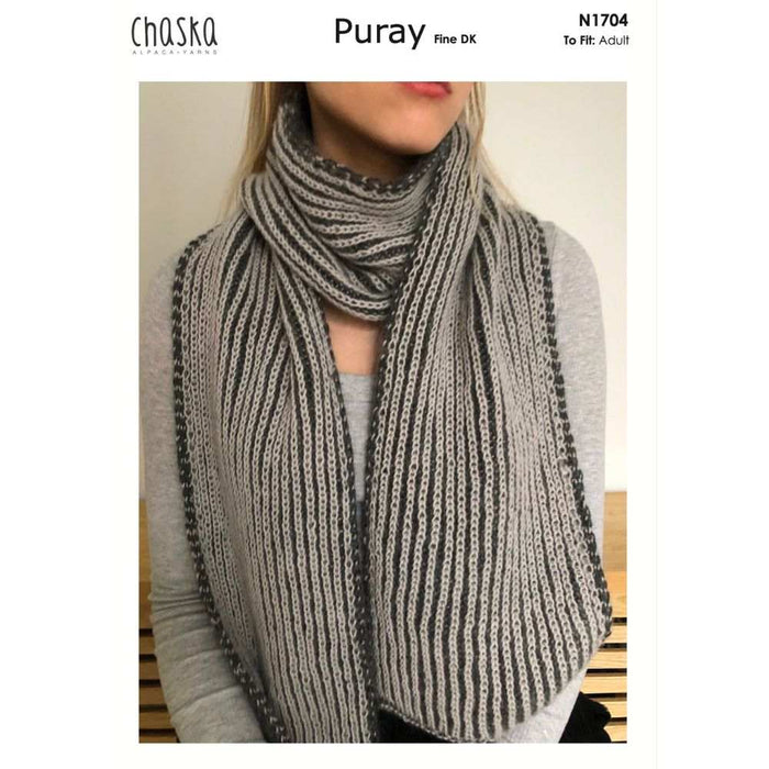 Two Colour Fisherman's Rib Scarf Kitting Pattern (N1704)-Needlecraft Patterns-Wentworth Distributors-Printed Pattern – Posted-Wild & Woolly Yarns