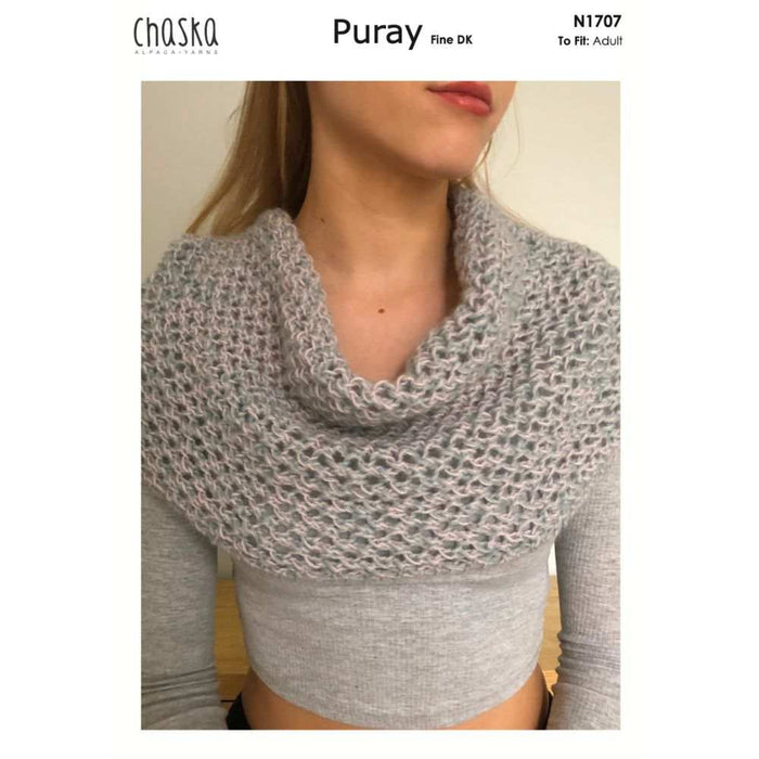 Two Tone Lacey Cowl Knitting Pattern (N1707)-Needlecraft Patterns-Wentworth Distributors-Printed Pattern – Posted-Wild & Woolly Yarns