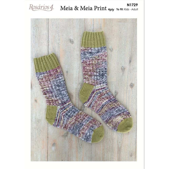 Two Tone Socks with Rib Detail Knitting Pattern (N1729)-Needlecraft Patterns-Wentworth Distributors-Printed-Wild & Woolly Yarns