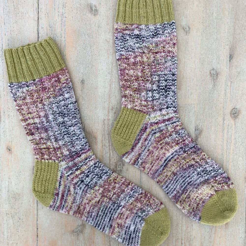 Two Tone Socks with Rib Detail Knitting Pattern (N1729)-Needlecraft Patterns-Wentworth Distributors-Printed Pattern – Posted-Wild & Woolly Yarns