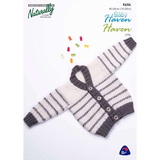 Two Tone V Neck Cardigan Knitting Pattern (K656)-Needlecraft Patterns-Wentworth Distributors-Printed-Wild & Woolly Yarns