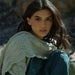 Wide crescent Urpi shawl with wave lace border and wildflower-knot texture knitting pattern