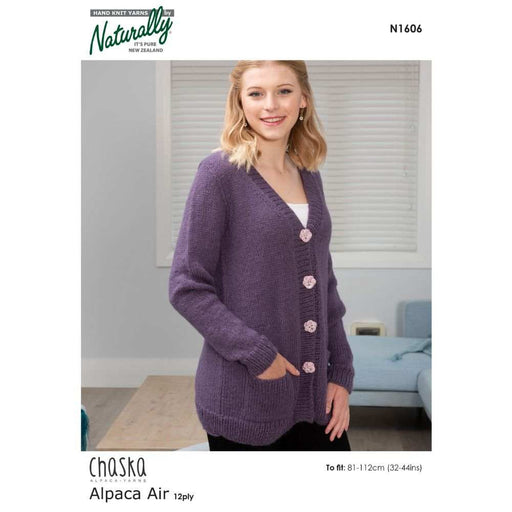 V-Neck Jacket with Pockets (N1606) - 12Ply-Needlecraft Patterns-Wentworth Distributors-Printed-Wild & Woolly Yarns